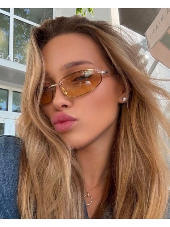 Miu Miu MUA50S ZVN30C Sunglasses Gold Rectangle Frame, Blue Mirror Silver Lenses main image 11
